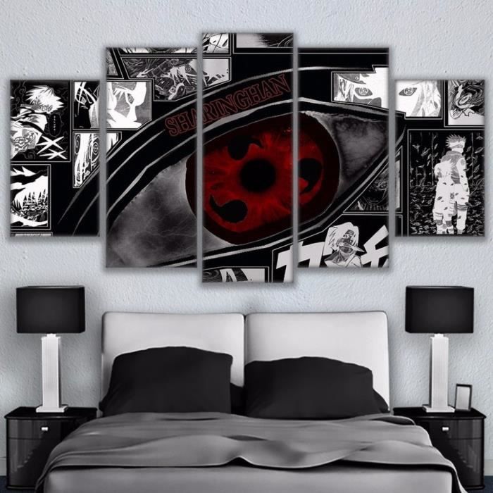 pour Le Salon Mur Art Childrens Room,A-20/×30/×2+20/×40x2+20x50/×1 Affiche De Personnage Danime Naruto Sharingan Tableaux Decoration Murale HD Photo LFLYBCX Impression sur Toile Intissee 5 Pieces