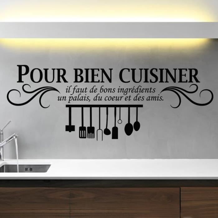 Noir Créative Stickers muraux pour Cuisine Décoration à la maison Fond  d'écran - Cdiscount Maison