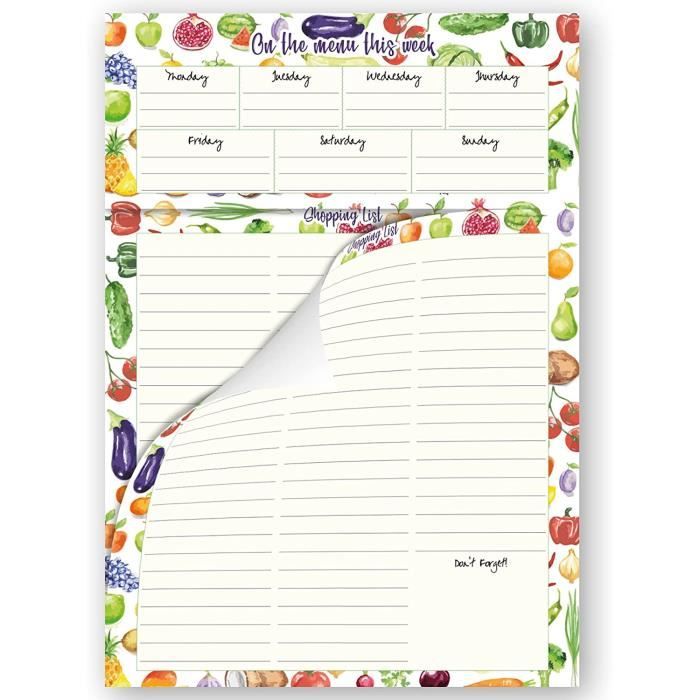 4 Blocs-Notes Magnétiques Frigo - Listes De Courses, Notes Adhésives Avec Porte-Stylo - Design Fruits Colorés