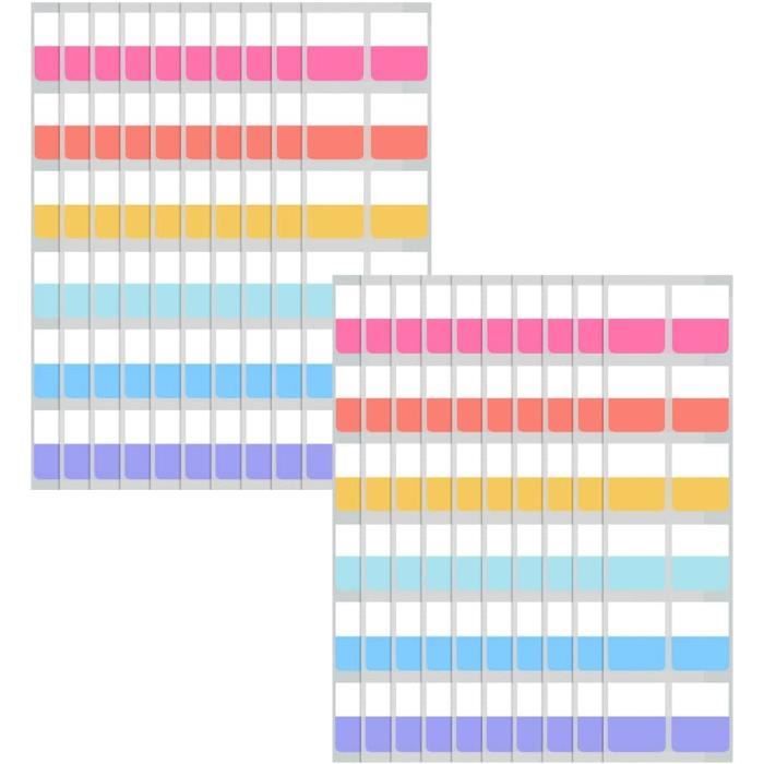 480 étiquettes Repositionnables Colorées Pour Classer Vos Livres Et Notes - 12 Styles Au Choix