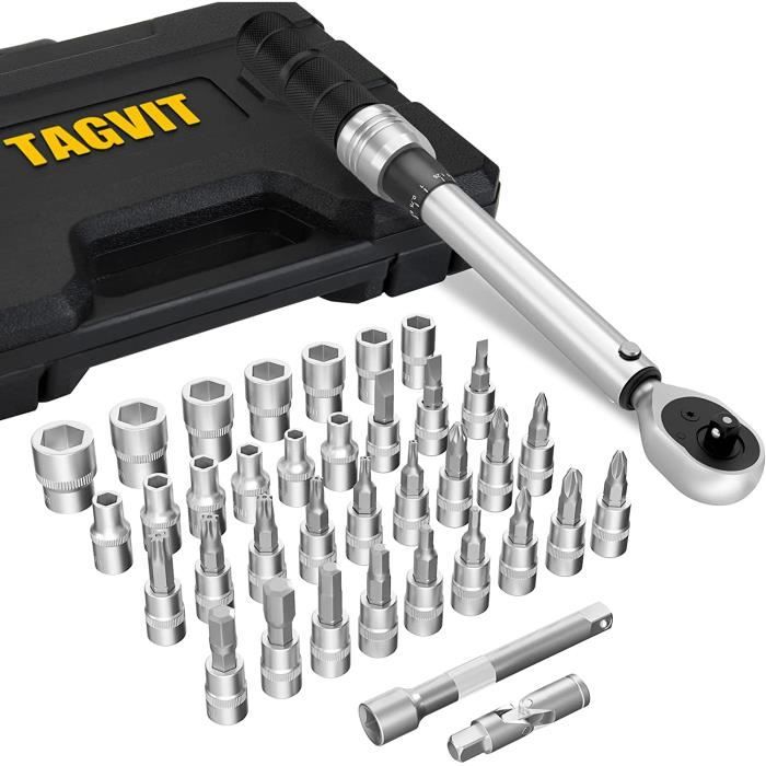 Clé Dynamométrique 1/4 - 5-25 Nm - Kit 37 Pièces Pour Vélo Et Moto - TAGVIT