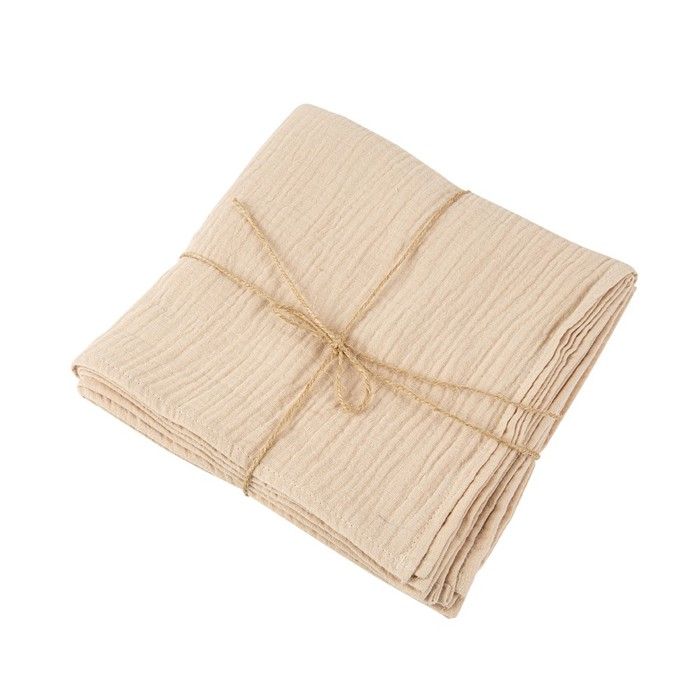Serviettes De Table Coton Charline Lin - Lot De 3 (40x40 Cm) - Uni, Facile D'entretien, Pour Décoration Intérieure