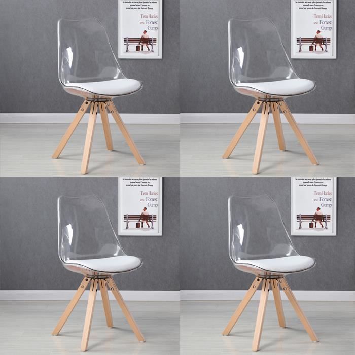 Lot de 4 chaises scandinaves transparentes - Helsinki - DESIGNETSAMAISON Lot de 4 chaises scandinaves transparentes - Helsinki - DESIGNETSAMAISON