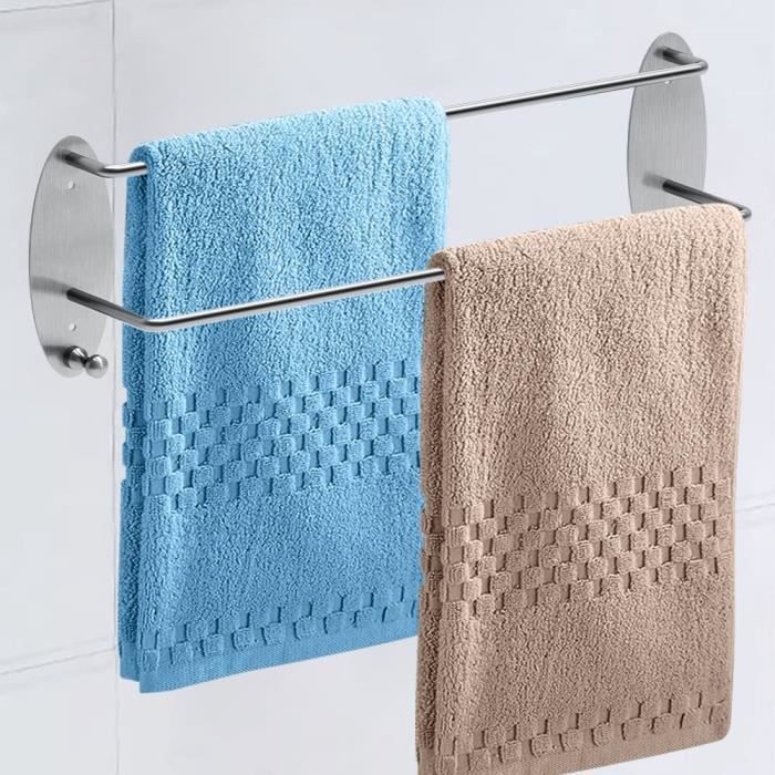 Porte Serviette Salle De Bain Porte Serviettes Acier Inoxydable Sus304 Avec Étagère Bambou Porte