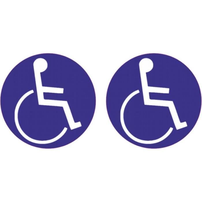 Autocollant sigle handicapé, set de 2, bleu - Achat / Vente