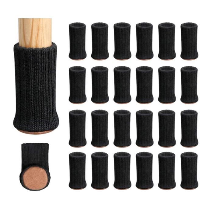 Chaussettes pour pieds de chaise - Lot de 24 - Noir - Feutre - Lavables en machine