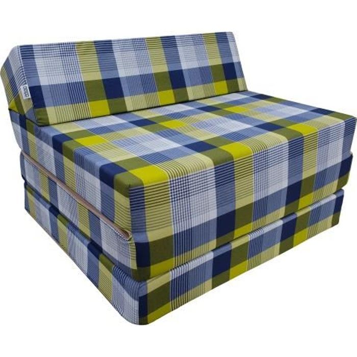Matelas futon pliable NATALIA SPZOO - Mousse - 1 personne - Ferme - Bleu - 70x200 cm
