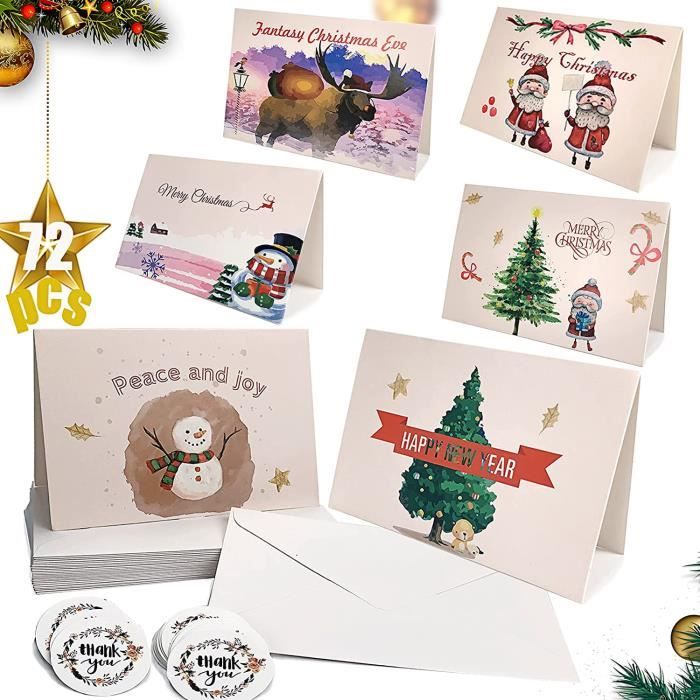 Cartes De Noel Avec Enveloppes 24 Pièces De Cartes De Joyeux Noël