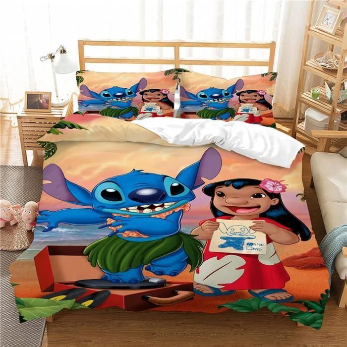Lilo Stitch Parure de lit pour enfant avec housse de couette et taie  d'oreiller Motif lilo 220x240cm[8148] - Cdiscount Maison
