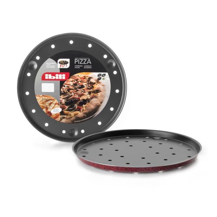 MOULE A PIZZA 28 cm ALUMINIUN ANTIADHERENT ROUGE MOUCHETE DE NOIR