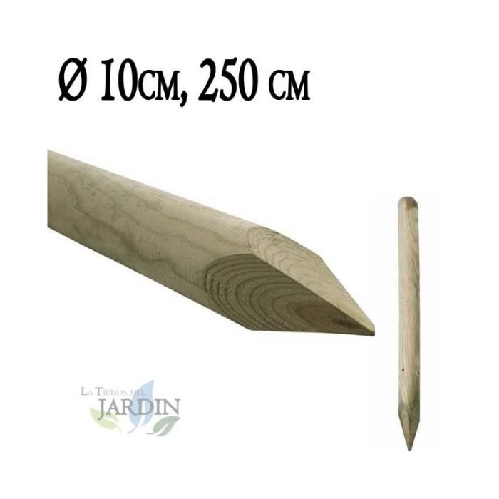 Suinga - Poteau en bois, Tuteur d'arbre avec pointe 250 cm, diamètre 10 cm