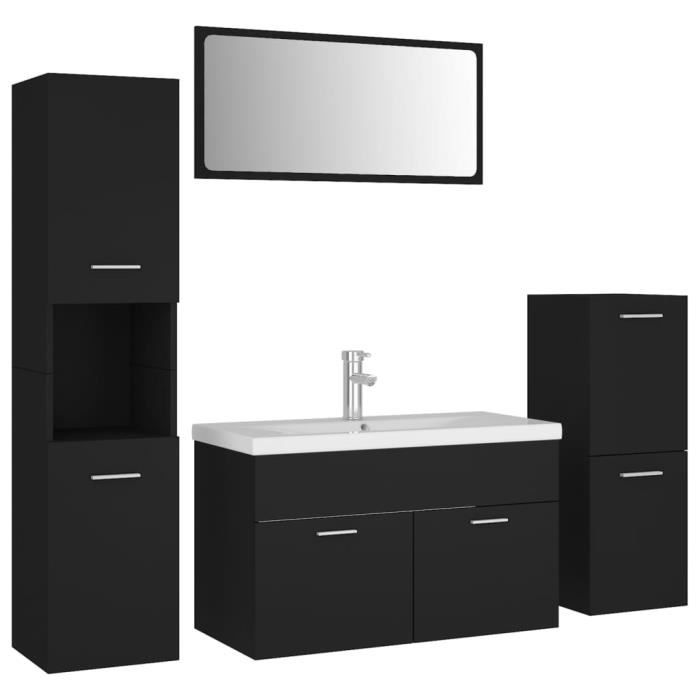 KIMISS Ensemble De Meubles De Salle De Bain 3 Pcs Blanc Aggloméré-CDP