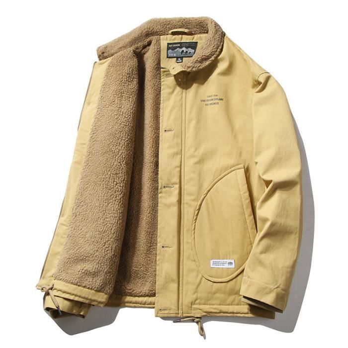 Coloris 1853 Kaki taille XL Manteau d hiver court en fourrure d