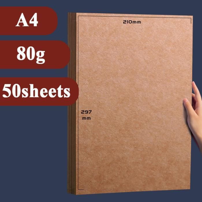 Papier Kraft A4 150g - 50 Feuilles Marron - Écologique Et Recyclé - Pour Invitations, Craft, Emballage
