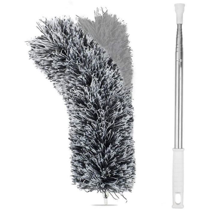 Plumeau Télescopique Extensible Jusqu'à 6m - Avec Tête Microfibre & Raclette | Nettoyage Hauteur Plafond, Fenêtres, Toiles D'Araignée