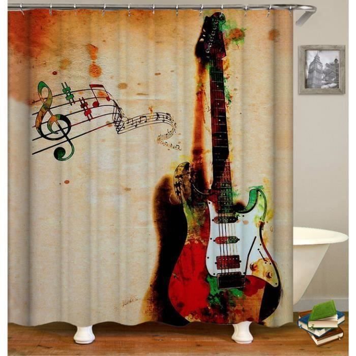 Ensemble Rideau Douche 4 Pièces Jamaïque Rasta Feuille – Rideau 180x180 + Tapis + U + Abattant