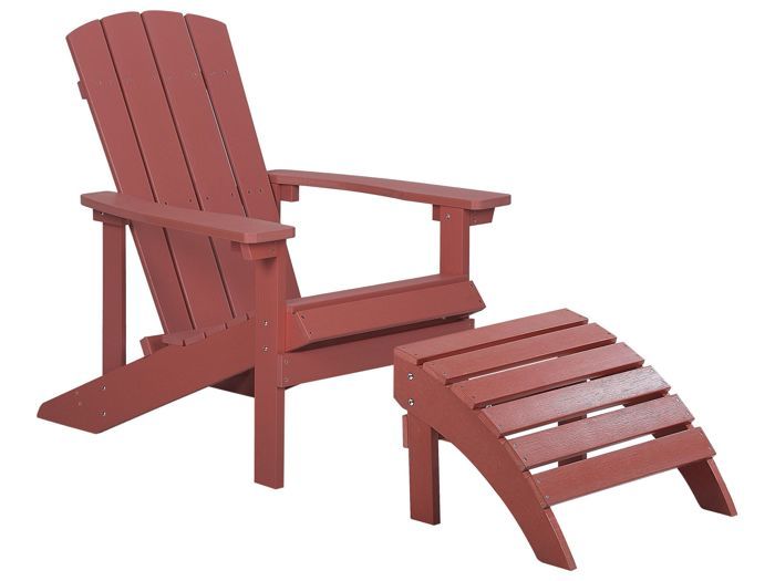 Chaise de jardin rouge avec repose-pieds ADIRONDACK Chaise de jardin rouge avec repose-pieds ADIRONDACK