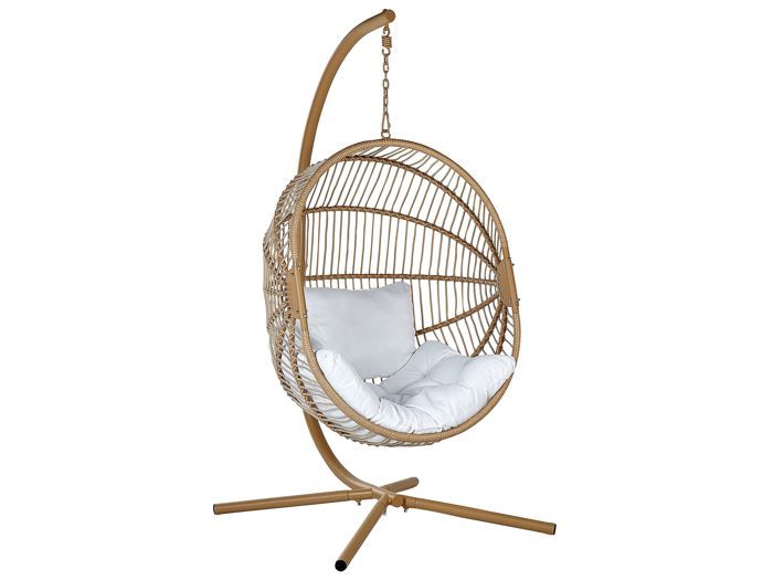 Fauteuil suspendu en polyrotin beige ACRI
