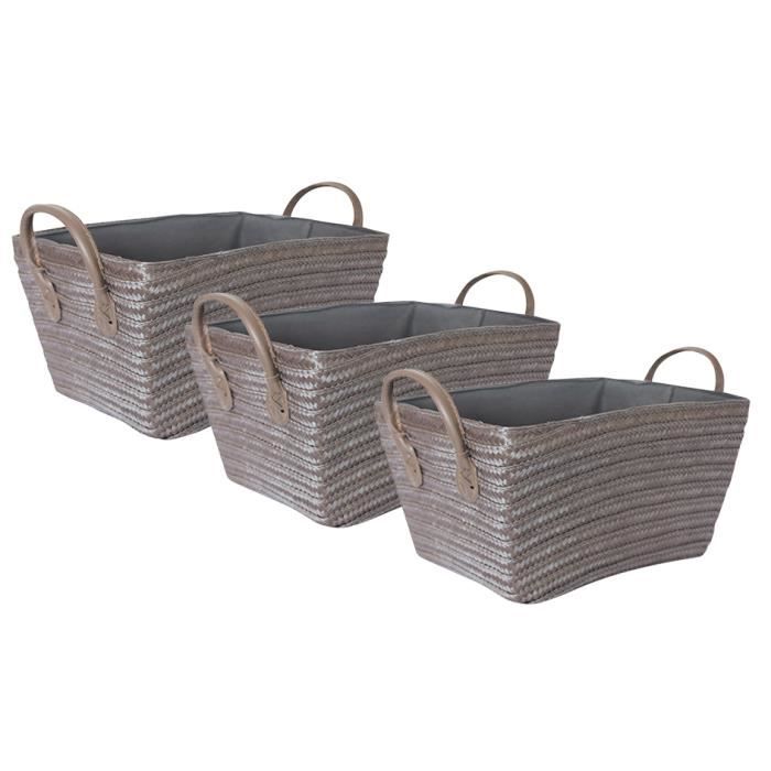 Panier élégant Tressé Pour Une Déco Authentique 35 X 35 X 30 Cm Teinte