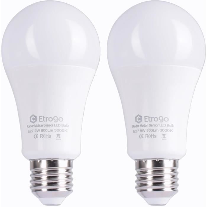 Ampoule Led E27 Detecteur De Mouvement 12W 1100Lm Blanc Chaud 3000K Et