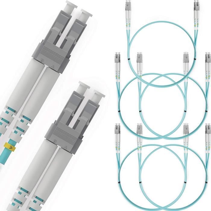 Câble Fibre Optique OM4 SC-SC - 3m - Multimode 50/125 - Pour Réseau 40G - LSZH (rétractable)