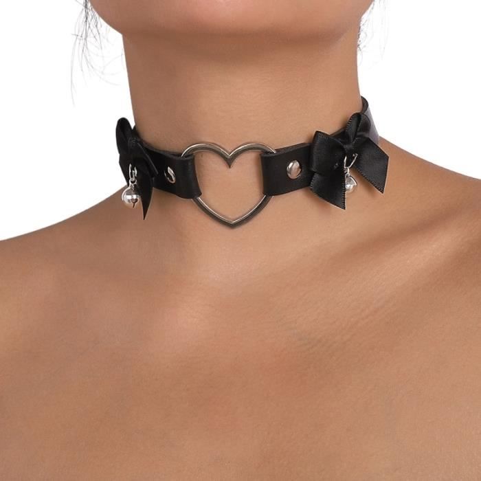 Collier Gothique Ras Du Cou En Simili Cuir Avec Cœur – Réglable Et Neuf Avec étiquettes