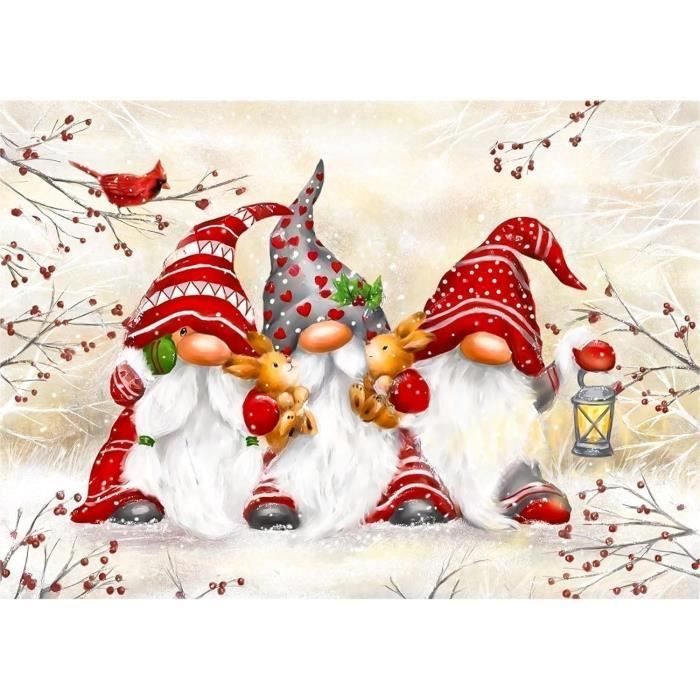 Kit Diamond Painting Noël Adulte - Bougies Et Nœuds 30x40 Cm - Loisir Créatif 5D Avec Strass Et Toile