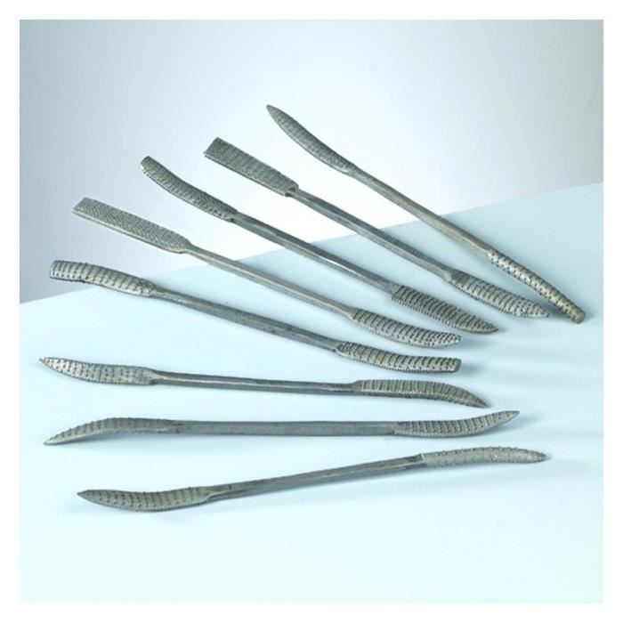 Lot De 8 Limes à Bois Double Extrémité - Grain Grossier Pour Sculpture - Longueur 190mm, Acier Au Carbone