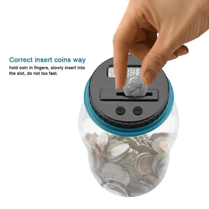 Tirelire numérique avec compteur automatique de pièces américaines