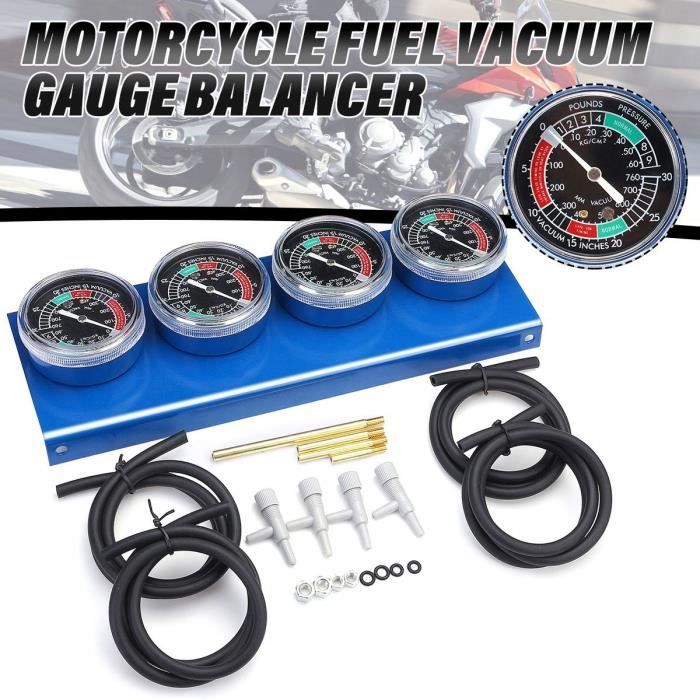 Manomètres Vide Pour Carburateurs Moto – Kit 2 Jaunes, Base Métal – Synchronisation Moteur 2 Cylindres – Noir