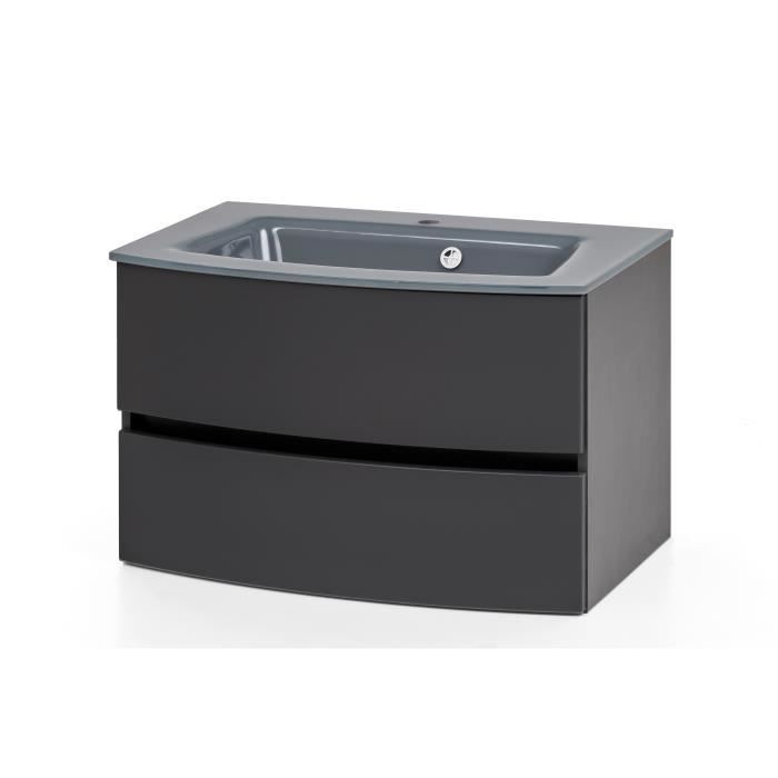 Meuble vasque Kornel gris graphite avec vasque grise et 2 tiroirs à fermeture douce. Meuble vasque Kornel gris graphite avec vasque grise et 2 tiroirs à fermeture douce.