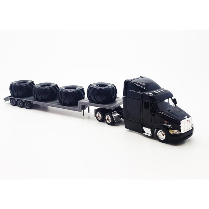 HTC Peterbilt 387 - Modellino Camion 1/43° Con Rimorchio Piatto E Gommini - Collezione - 3