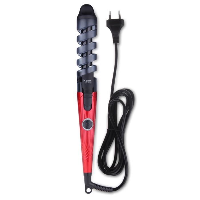 Fer à Boucler Professionnel KEMEI - Spirale anti-brûlure - 20mm - Noir et Rouge