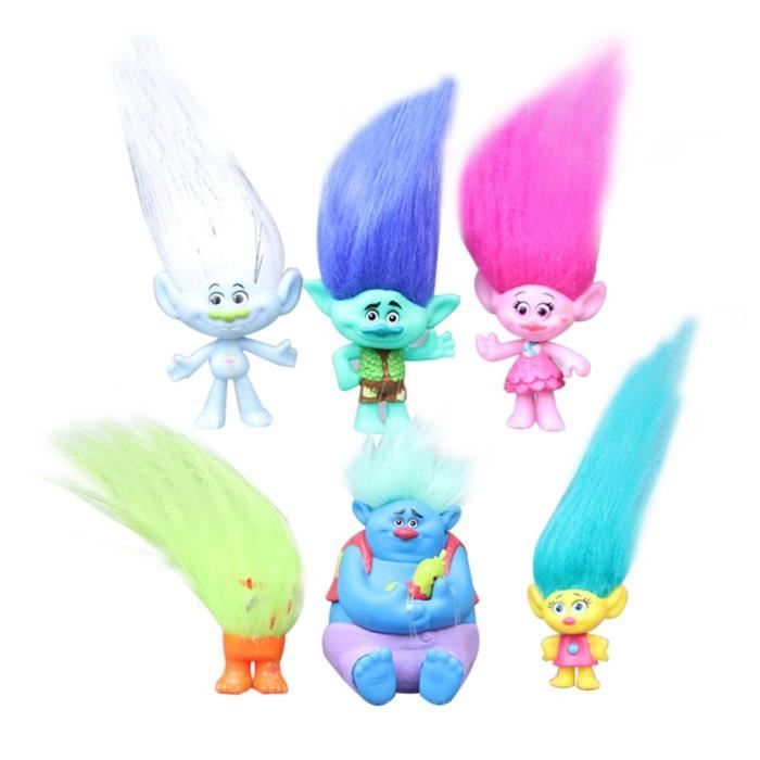 6pcs Enfant Jouets Daction Troll Personnages De Dessins Animés Des Enfants Dreamworks Magie Elfe Moche Bébé Poupée Ornements Décor