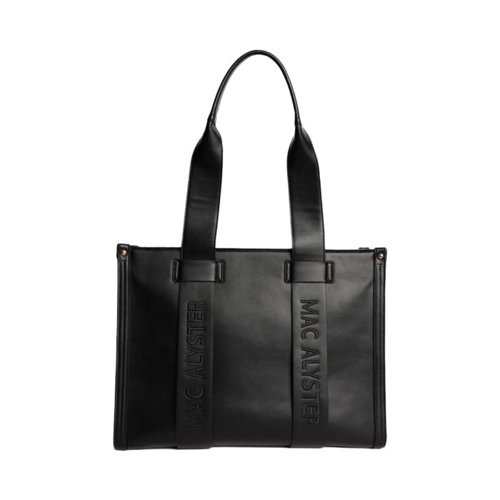 Sac porté épaule Mac Alyster 39 5x30x13 cm - Noir synthétique finitions dorées Sac porté épaule Mac Alyster 39 5x30x13 cm - Noir synthétique finitions dorées