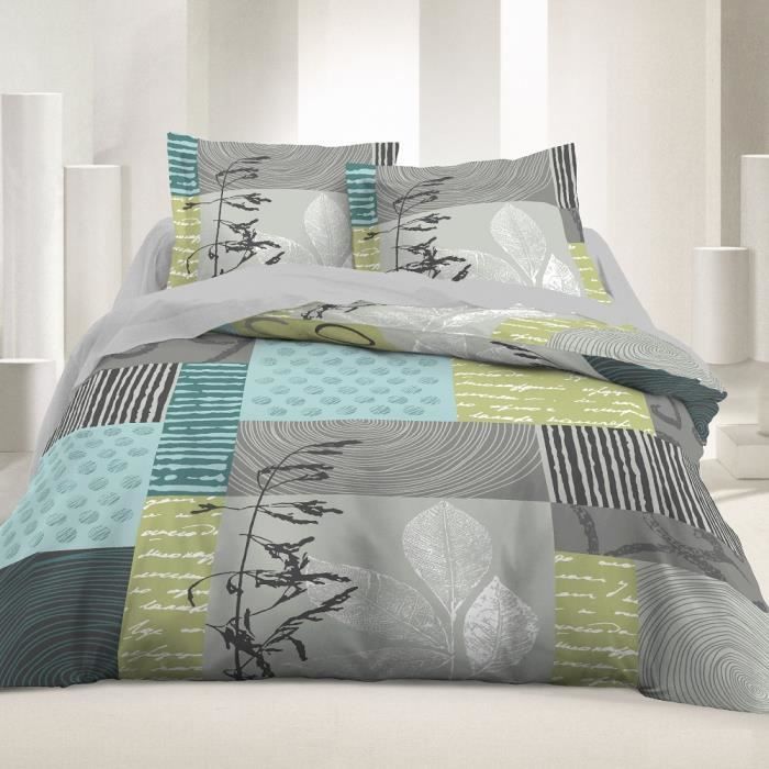 Parure de Drap 2 places - MAISON & MARQUES - Poeme - 100% Coton - 57 fils/cm² - Vert Parure de Drap 2 places - MAISON & MARQUES - Poeme - 100% Coton - 57 fils/cm² - Vert