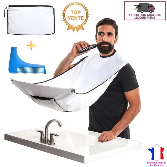 Tablier Récupérateur De Poils Pour Rasage Barbe - Avec Ventouses Et Sac De Transport - Nedit
