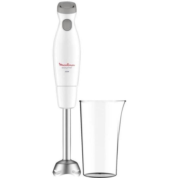 Mixeur plongeant MOULINEX EasyChef 450W - Blanc - 2 vitesses - Pied  anti-éclaboussures - Cdiscount Electroménager