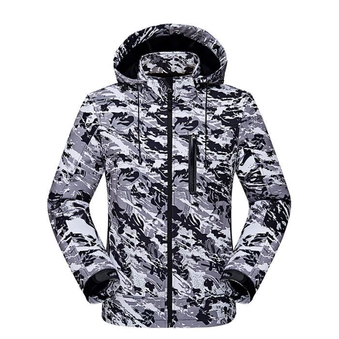 Blouson de ski homme Camouflage Mode Veste Col Debout ...