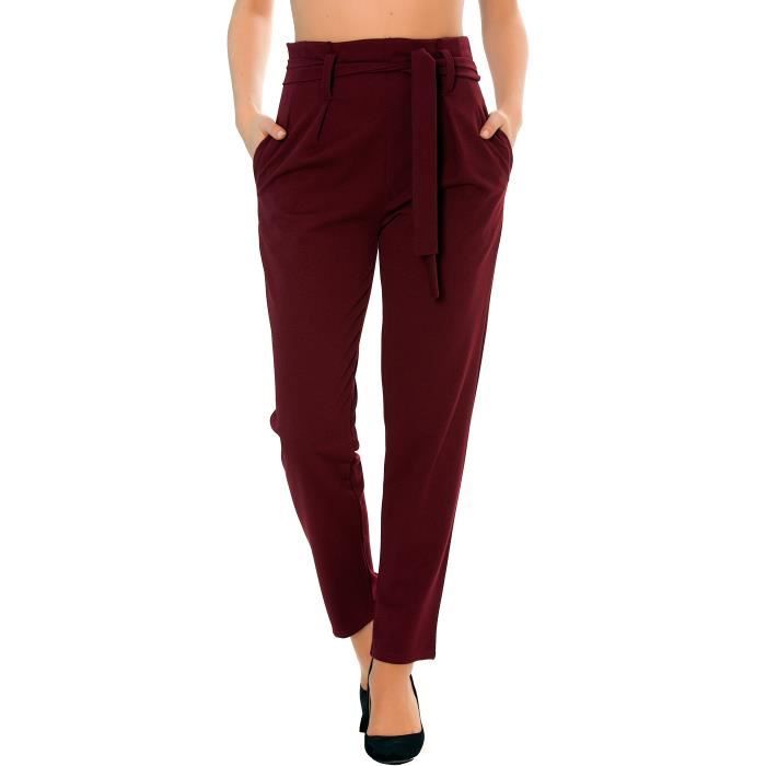 Pantalon rouge bordeaux femme Clearance