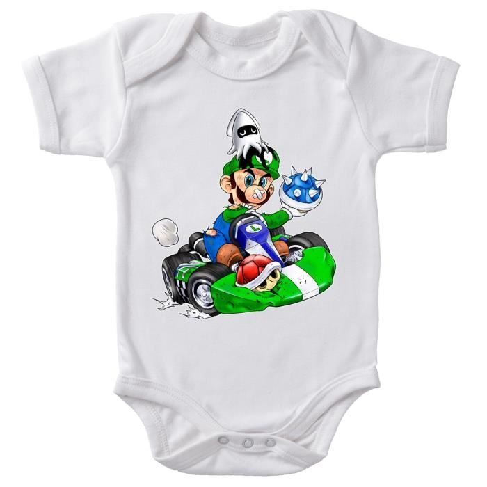 Body Bebe Manches Courtes Blanc Parodie Mario Kart Luigi Kart Fighter Joueur 2 Body Bebe De Qualite Superieure De Taille 3 Blanc Cdiscount Pret A Porter