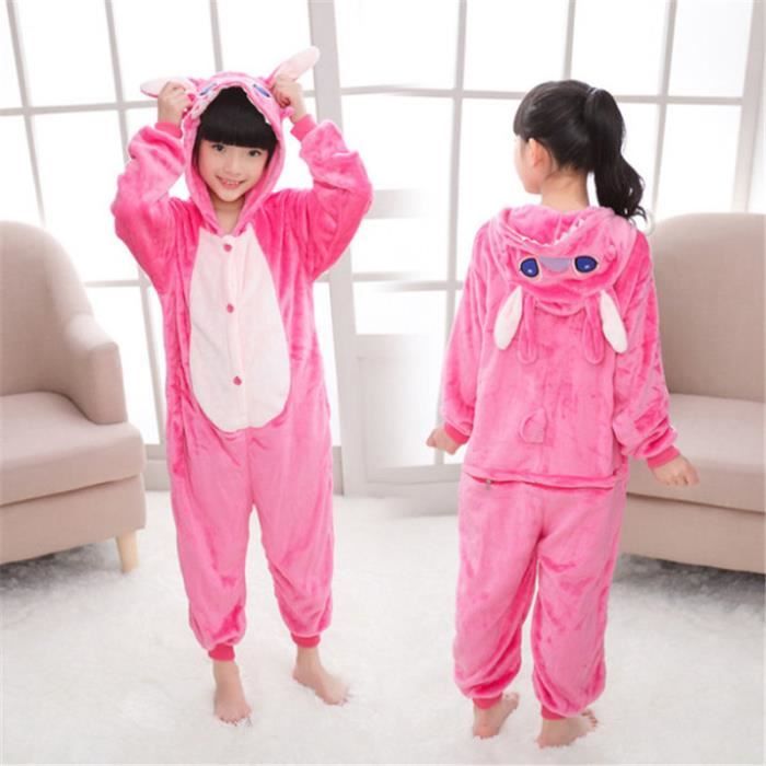 PYJAMA Mixte - Hiver Mignonne dessin animé STITCH Enfants Flanelle pyjamas  - Rose YG™ Rose - Cdiscount Prêt-à-Porter