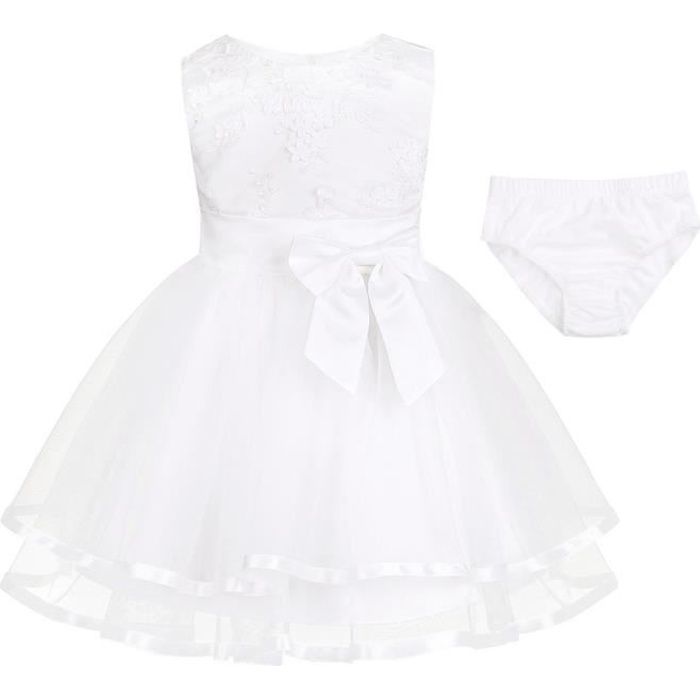 iixpin Bébé Fille Robe Cérémonie Baptême Tutu Robe Princesse sans