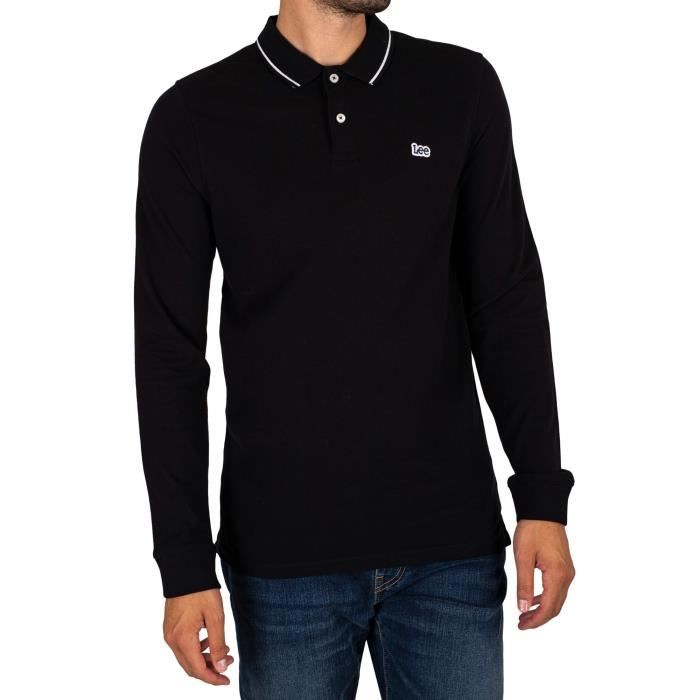 Polo en piqué à manches longues pour homme Lee Noir Regular