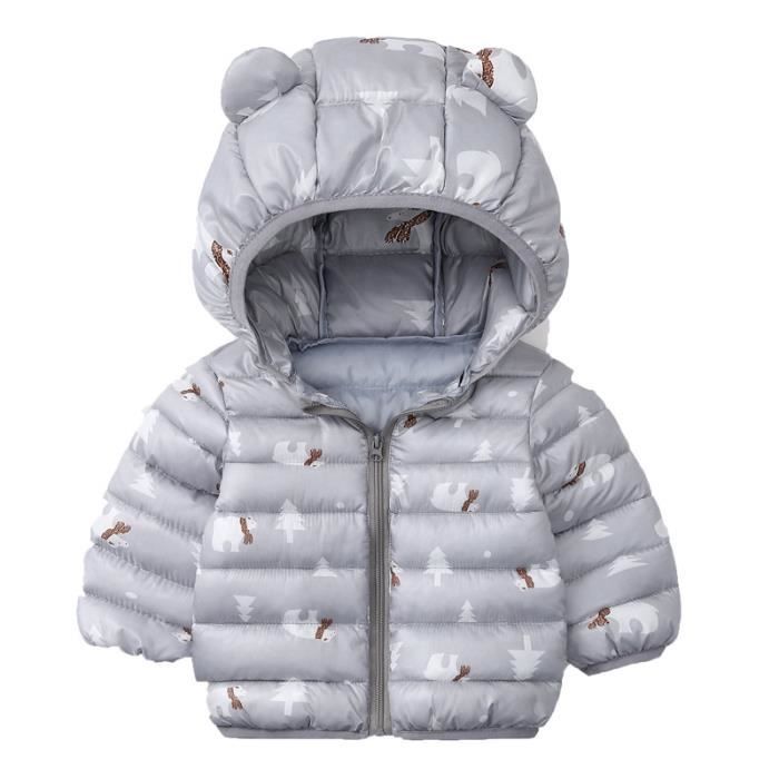 Manteau Doudoune Hiver JiAmy Pour Bébé 6 Mois-4 Ans - Léger Et Chaud - Capuche à Oreilles