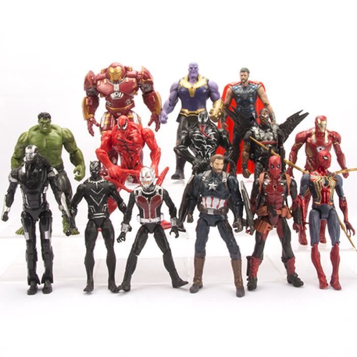 14 pièces Figurines Super Hero Marvel Avengers Iron Man Black Panther  Ant-Man Thor Hulk Spiderman Deadpool Venom Jouet 16-18cm - Cdiscount Jeux -  Jouets