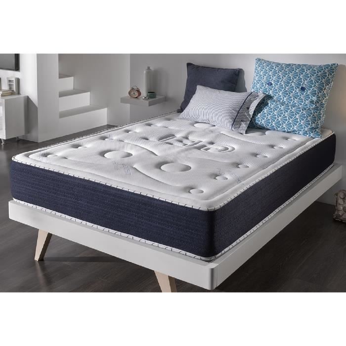 80 x 190 cm Syst/ème UHR Blue Latex 25 cm NATURALEX Matelas Royalvisco M/émoire de Forme Thermosoft 7 Zones de Confort