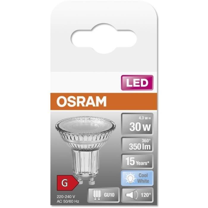 OSRAM Spot par16 LED 120 verre 4.3W GU10 350lm 4000K froid - Boite de 1