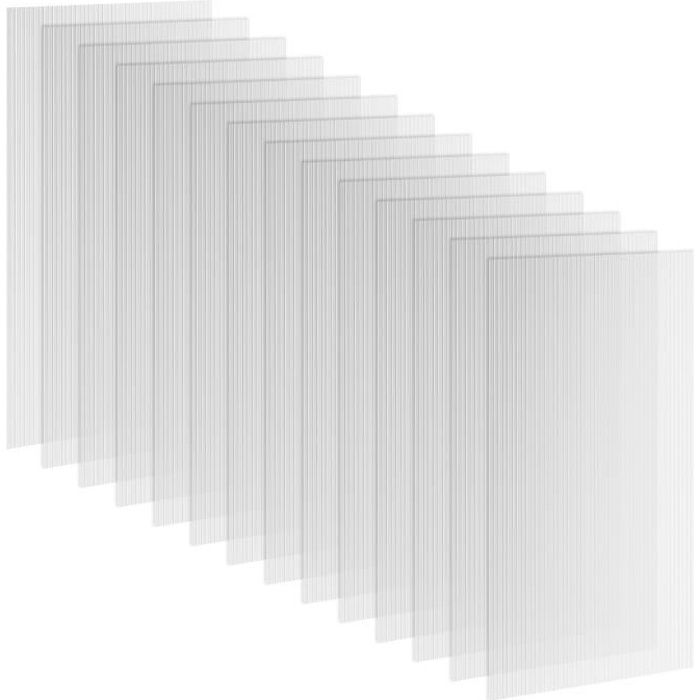 Lot de 14 panneaux polycarbonate alvéolaire 4 mm transparent dim. 121L x 61l cm