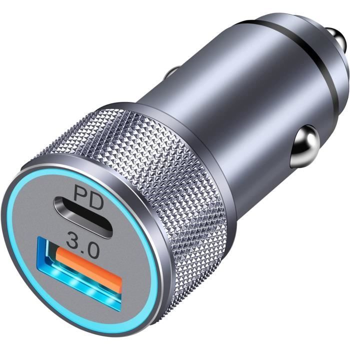 Chargeur Allume-cigare Bwoo 38W - Ports USB-C Et USB Avec LED - Compact - Neuf